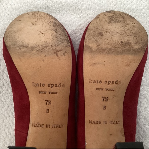 Kate Spade NY Georgia Ruby Red Suede Peep Toe Heels Size 7.5 B - Picture 10 of 10